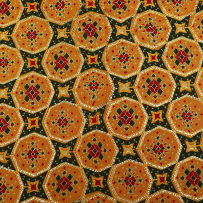 YELLOW Color Upada Silk Print Embroidery Fabric