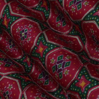 PINK Color Upada Silk Print Embroidery Fabric