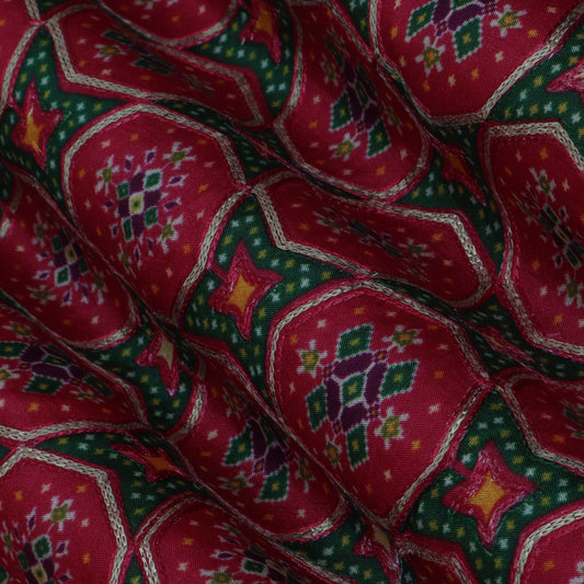 PINK Color Upada Silk Print Embroidery Fabric