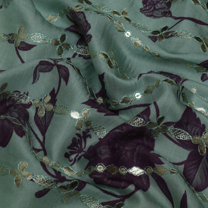 MulMal Silk Foil EMBROIDERY Fabric