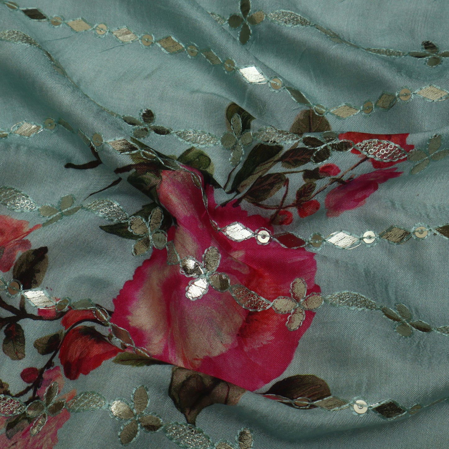 MulMal Silk Foil EMBROIDERY Fabric