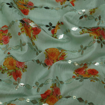 MulMal Silk Foil EMBROIDERY Fabric