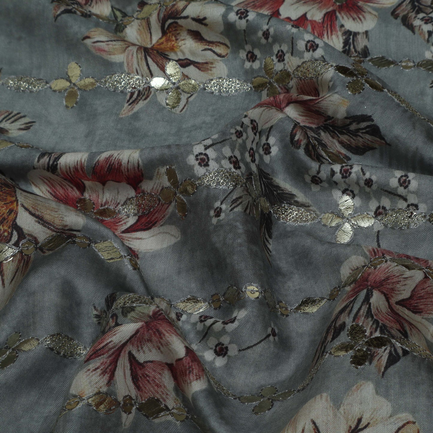 MulMal Silk Foil EMBROIDERY Fabric