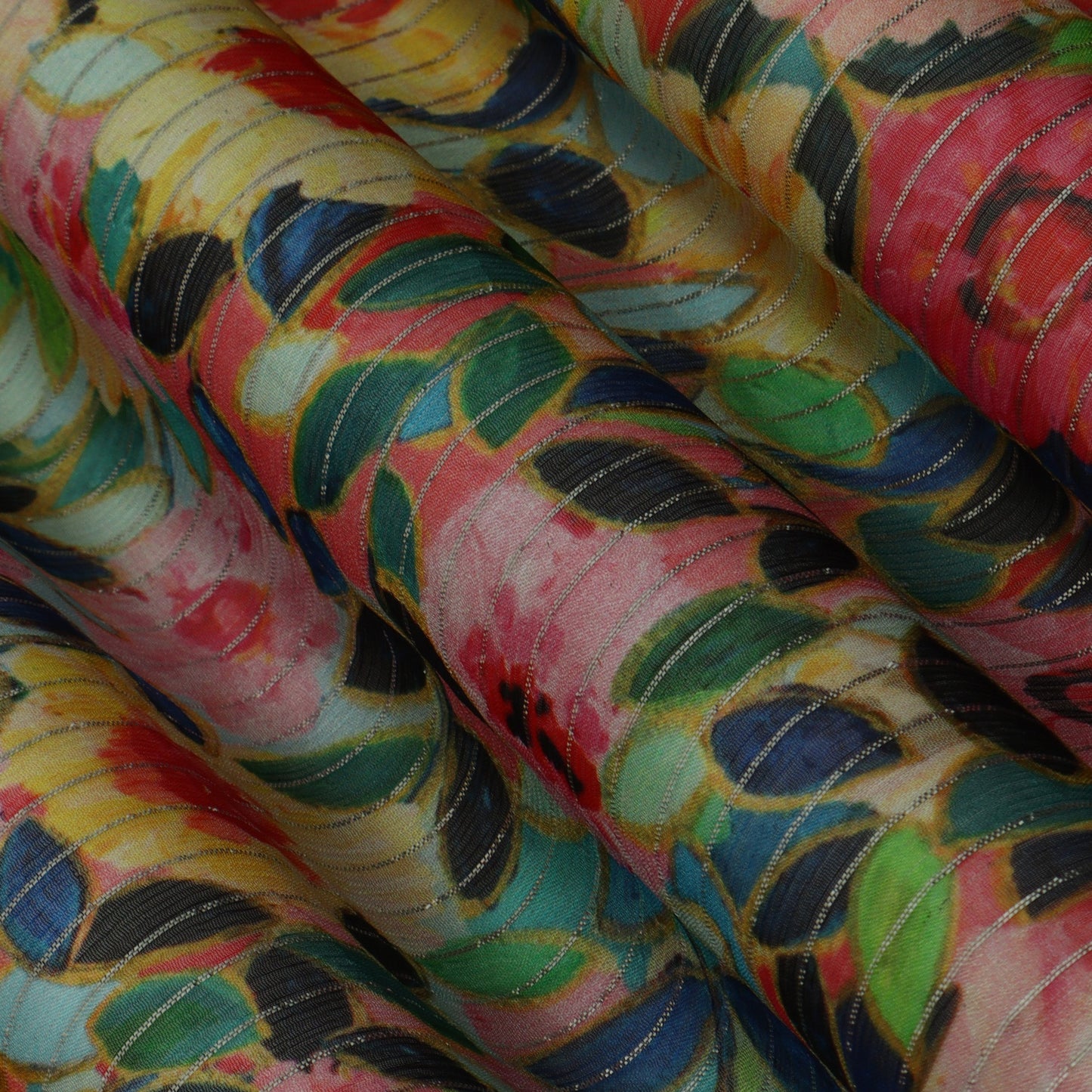 Multi-Color CHIFFON LUREX HYDRA PRINT Fabric