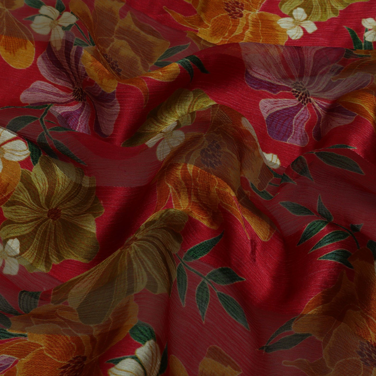 Multi-Color CHIFFON SATIN PATTA PRINT Fabric