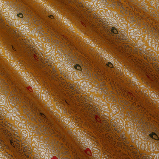 Mustard Color Katan Meena Brocade Fabric