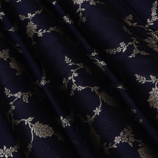 NAVY BLUE Color chinia silk meena brocade Fabric