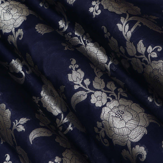 NAVY BLUE Color KATAN BROCADE Fabric