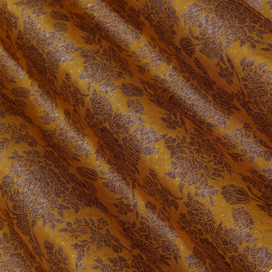 Mustard Color chinia silk meena brocade Fabric