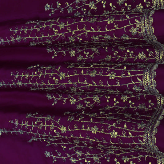 Crepe Border Embroidery Fabric