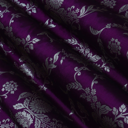 PURPLE Color Chinia Dupion Silk Brocade Fabric