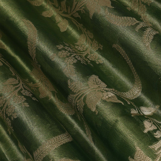 Green Color Tissue Jaquard Fabric