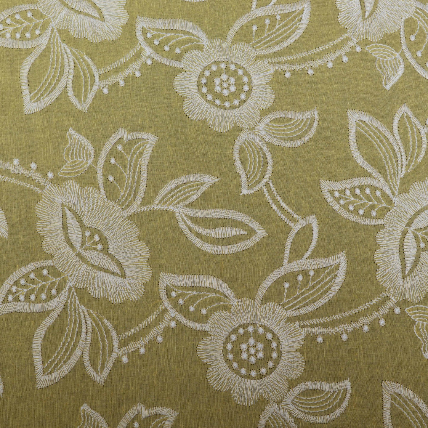 YELLOW Color Cambric Cotton Embroidery Fabric