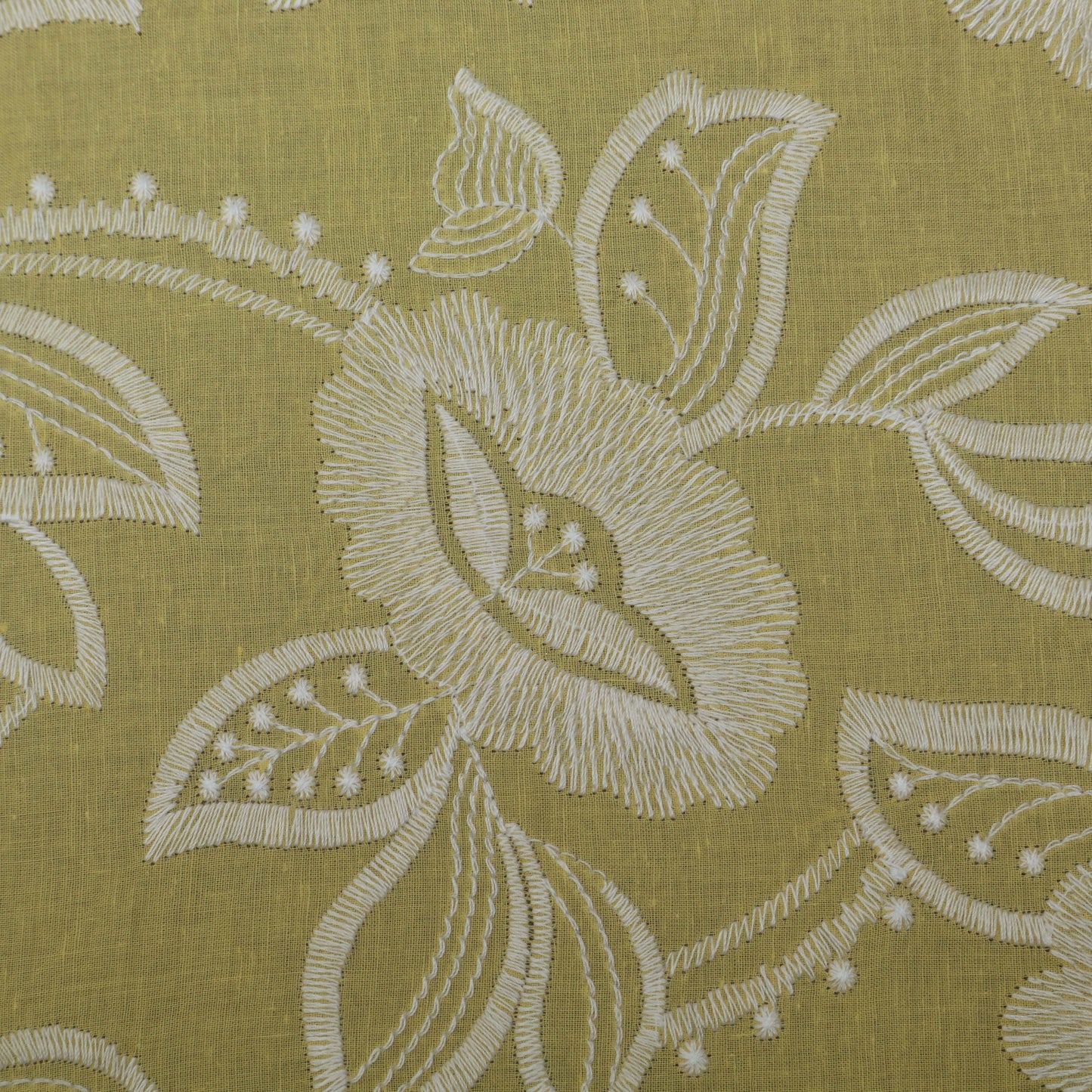 YELLOW Color Cambric Cotton Embroidery Fabric