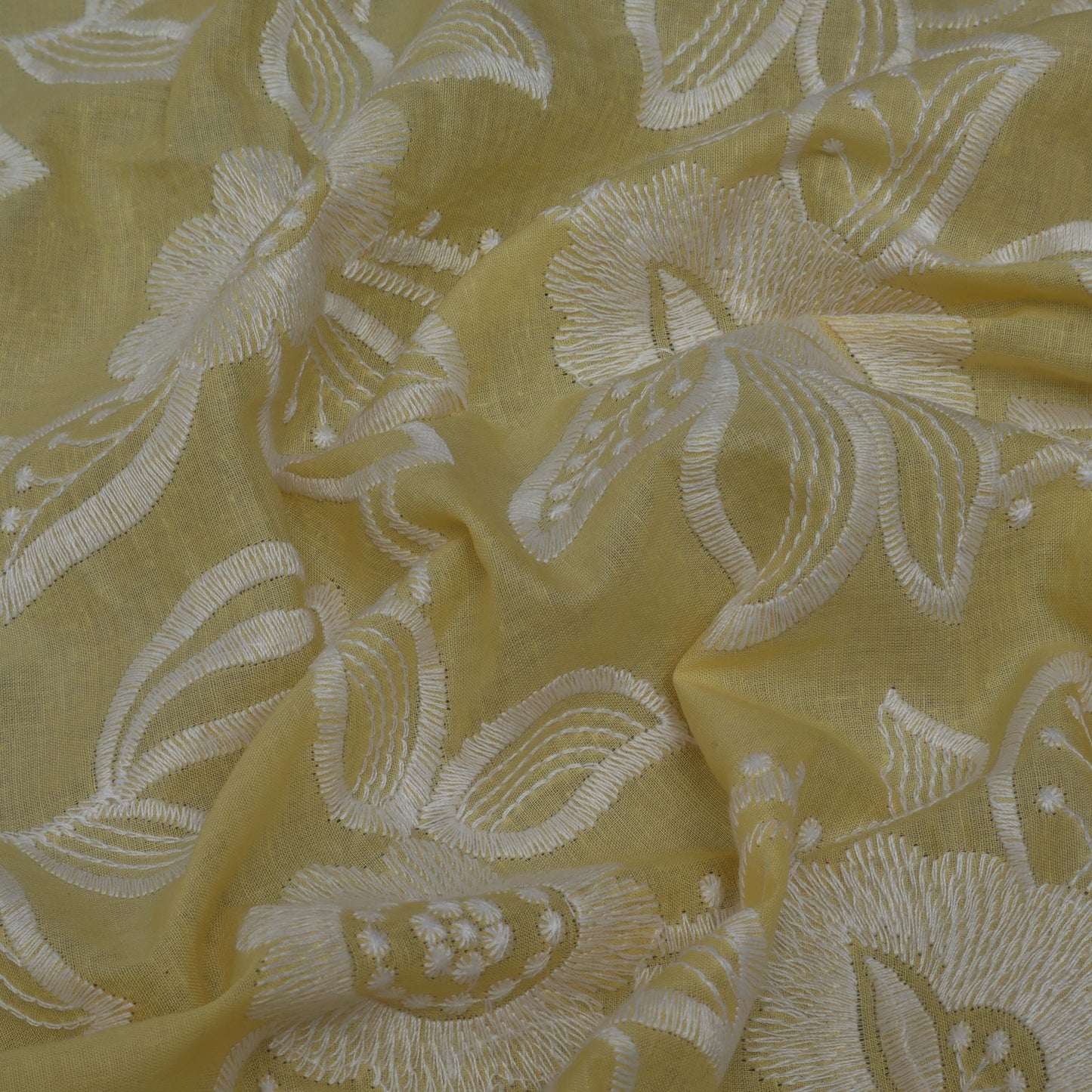 YELLOW Color Cambric Cotton Embroidery Fabric