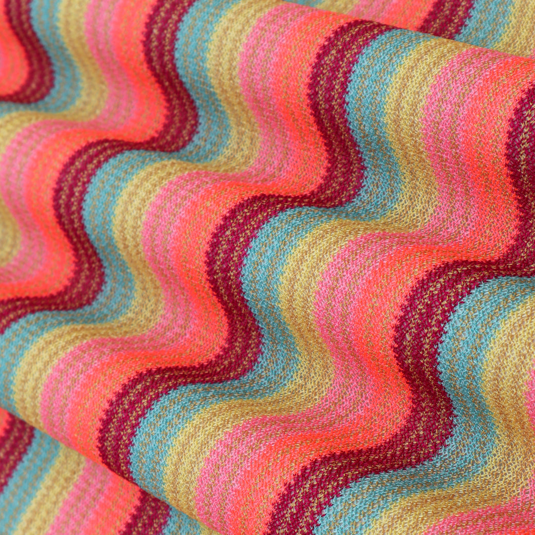 Multi Colored Zigzag Knitted Print Fabric