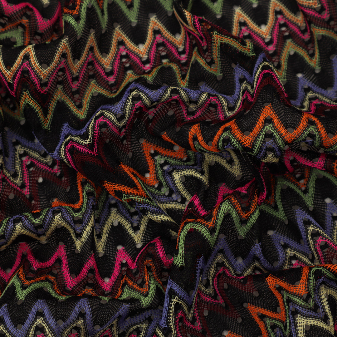 Multi-Color Zigzag Knitted Fabric