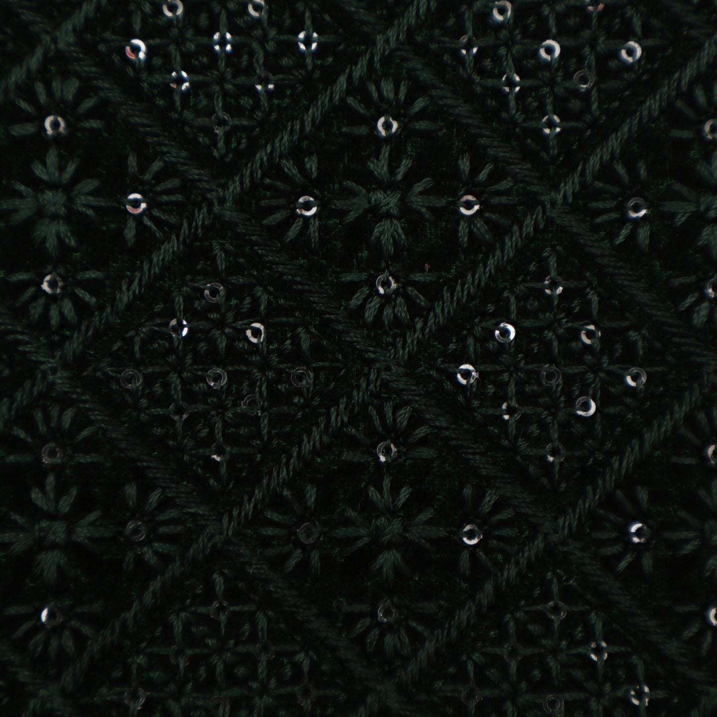 BOTTLE GREEN Color Velvet Embroidery 44' Fabric