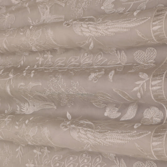 White Color Organza Embroidery Fabric