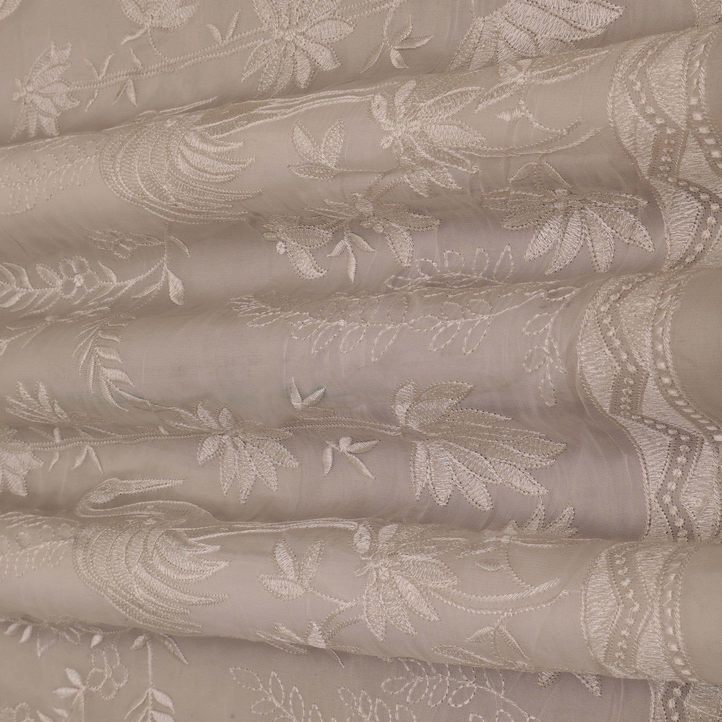 White Color Organza Embroidery Fabric