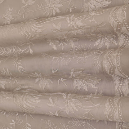 White Color Organza Embroidery Fabric