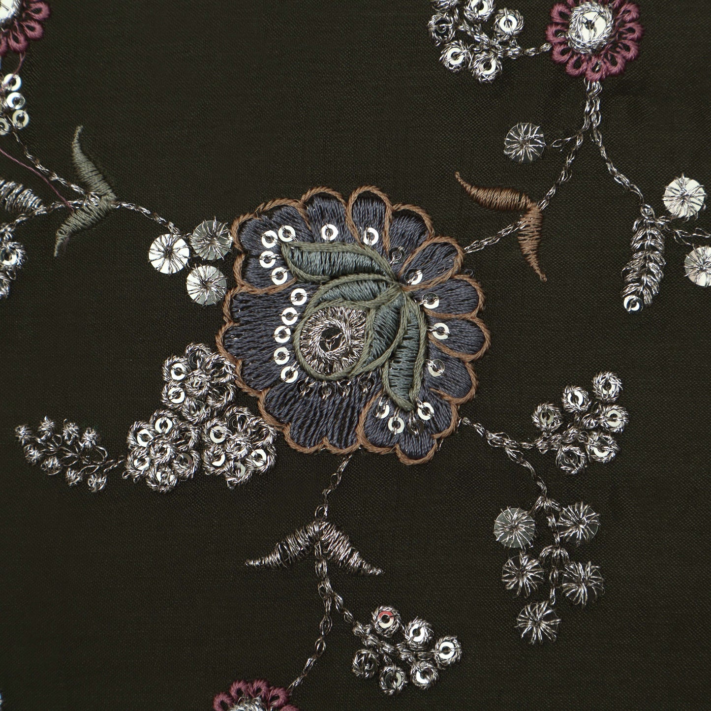 Mehndi Green Color Chinon Embroidery Fabric