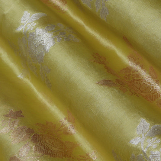 Lemon Color Katan Dupion Silk Brocade Fabric