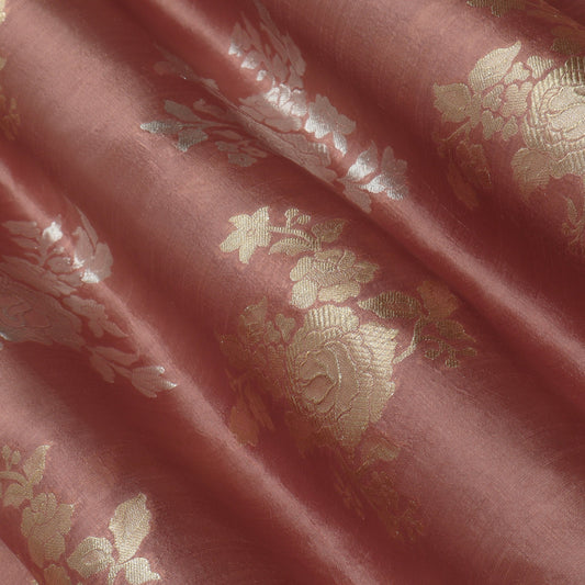 RUST Color Katan Dupion Silk Brocade Fabric