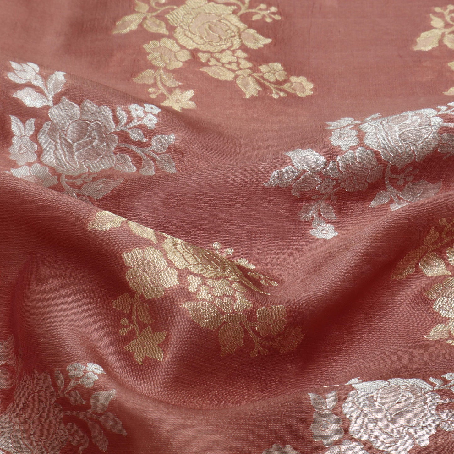 RUST Color Katan Dupion Silk Brocade Fabric