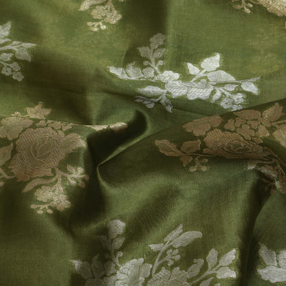 Pista Green Color Katan Dupion Silk Brocade Fabric