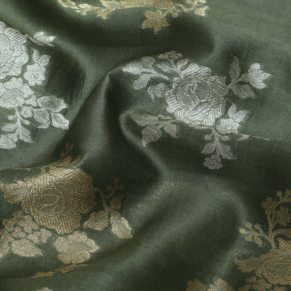 Sea Green Color Katan Dupion Silk Brocade Fabric