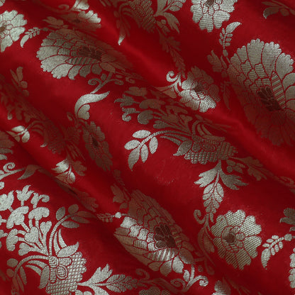 Red Color Chinia Meena Brocade Fabric