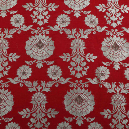 Red Color Chinia Meena Brocade Fabric