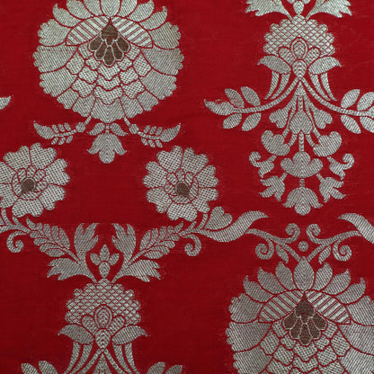 Red Color Chinia Meena Brocade Fabric