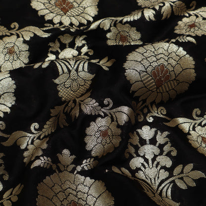 BLACK Color Chinia Meena Brocade Fabric