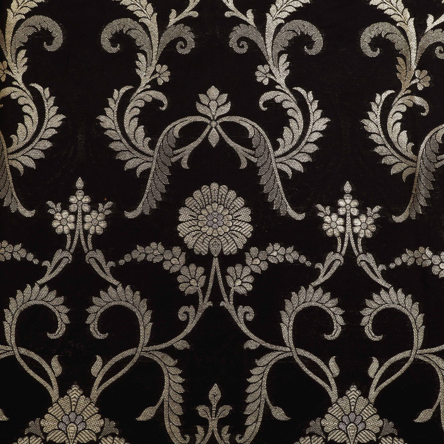 BLACK Color Chinia Meena Brocade Fabric