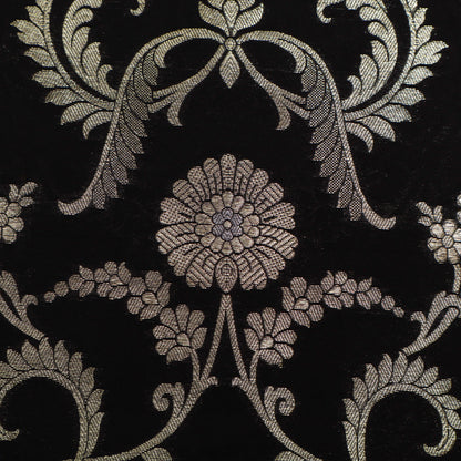 BLACK Color Chinia Meena Brocade Fabric