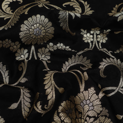 BLACK Color Chinia Meena Brocade Fabric