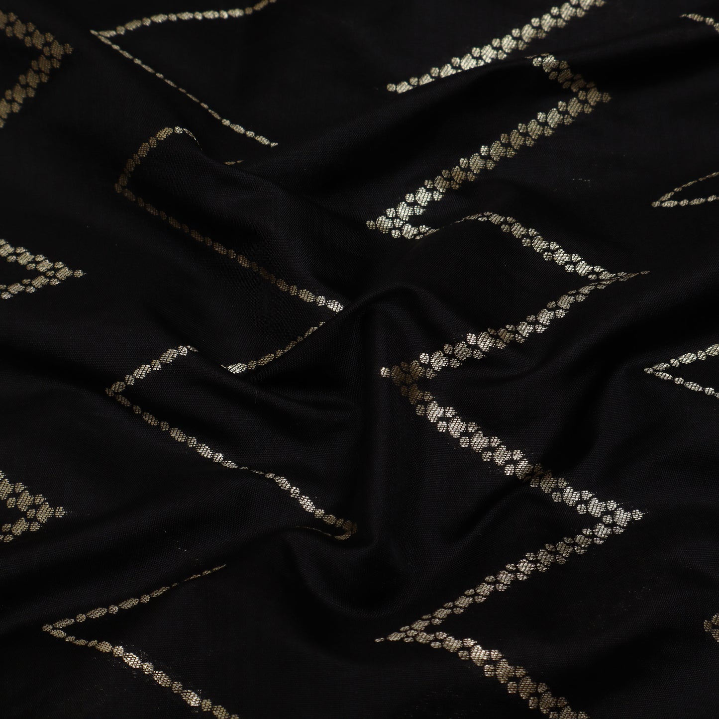 BLACK Color Chinia Dupion Silk Brocade Fabric