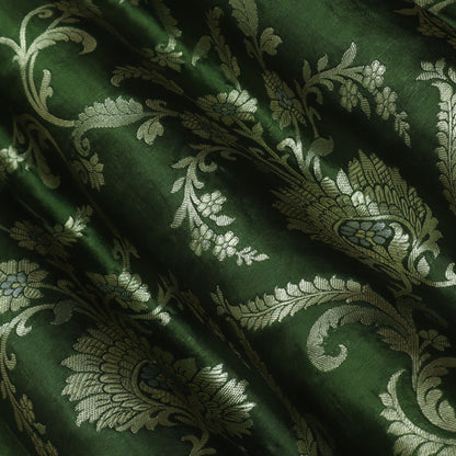 Mehndi Green Color Chinia Meena Brocade Fabric