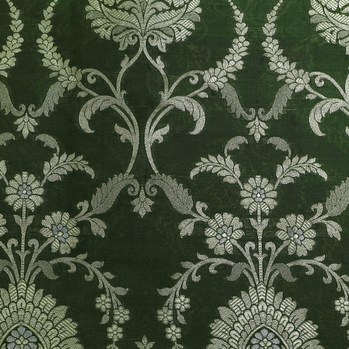 Mehndi Green Color Chinia Meena Brocade Fabric