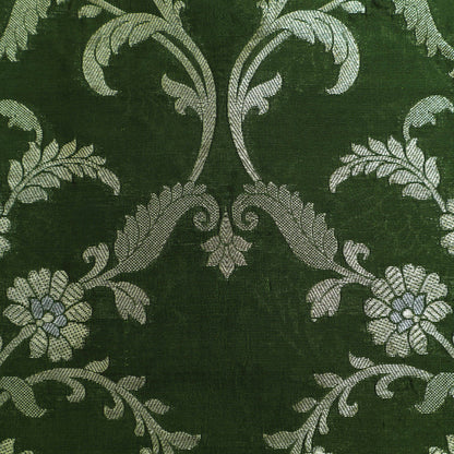 Mehndi Green Color Chinia Meena Brocade Fabric