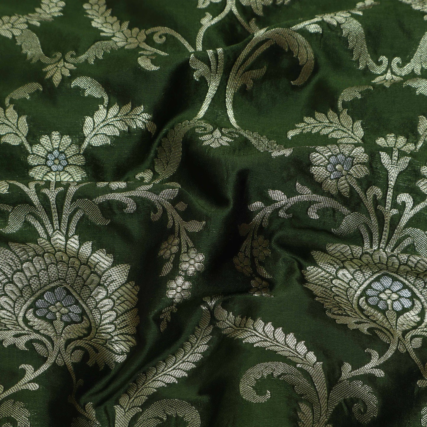 Mehndi Green Color Chinia Meena Brocade Fabric