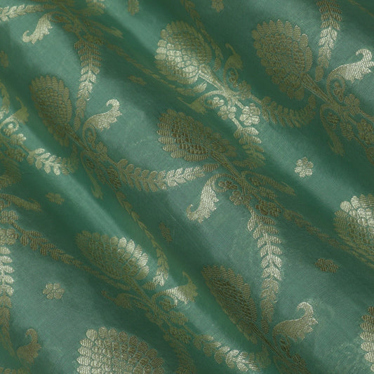 Sky Blue Color Chinia Dupion Silk Brocade Fabric