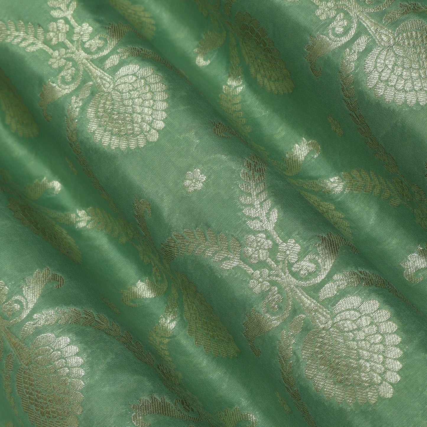 Pista Green Color Chinia Dupion Silk Brocade Fabric