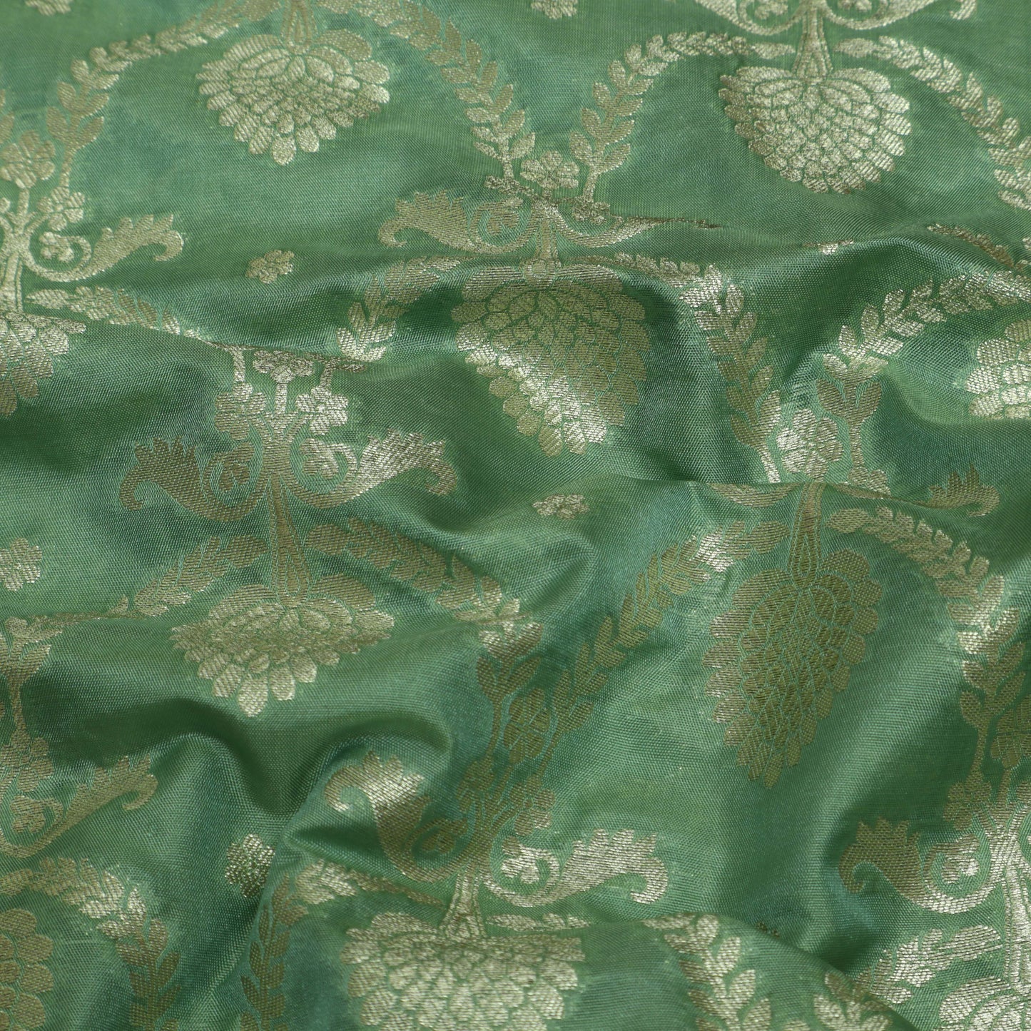 Pista Green Color Chinia Dupion Silk Brocade Fabric