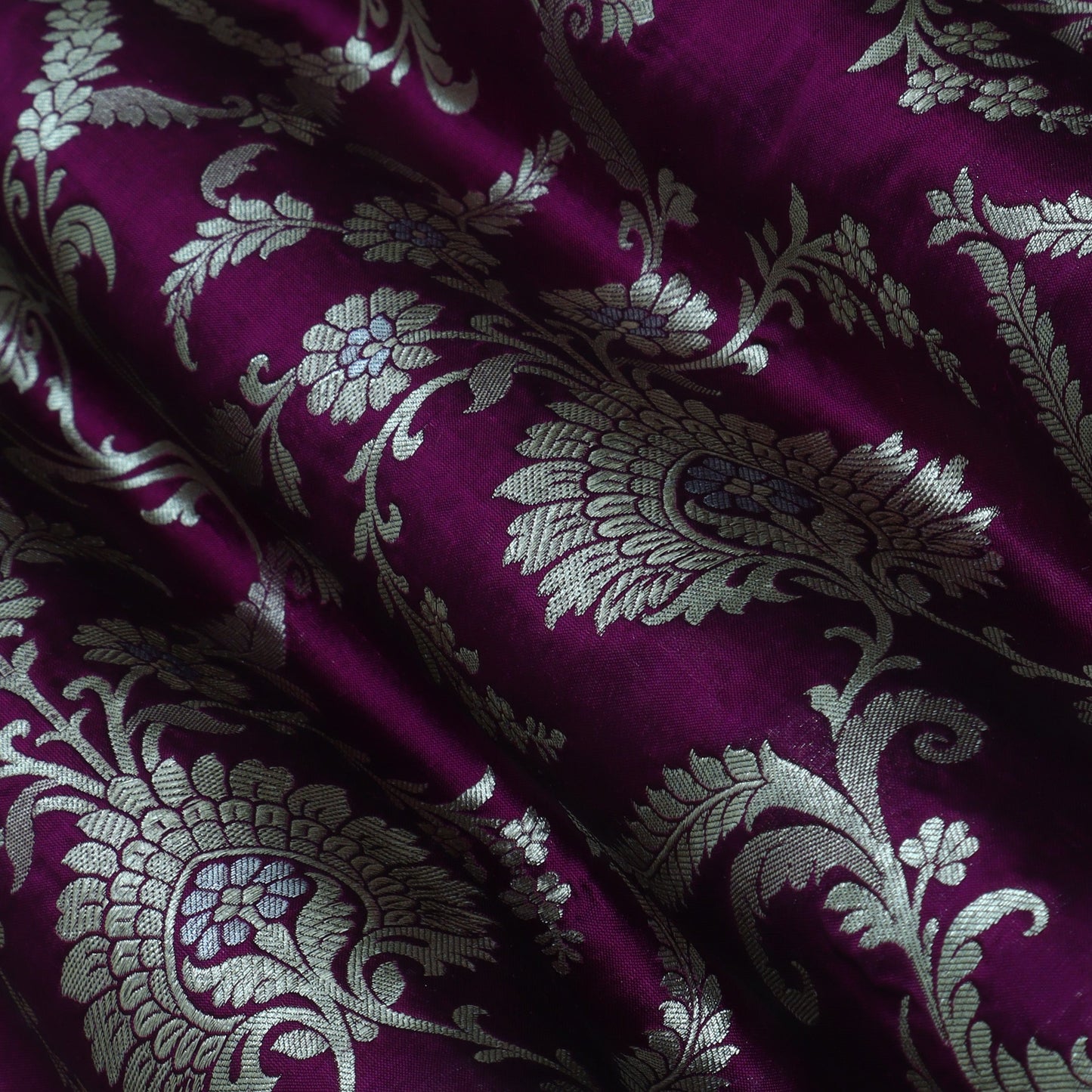 PURPLE Color Chinia Meena Brocade Fabric