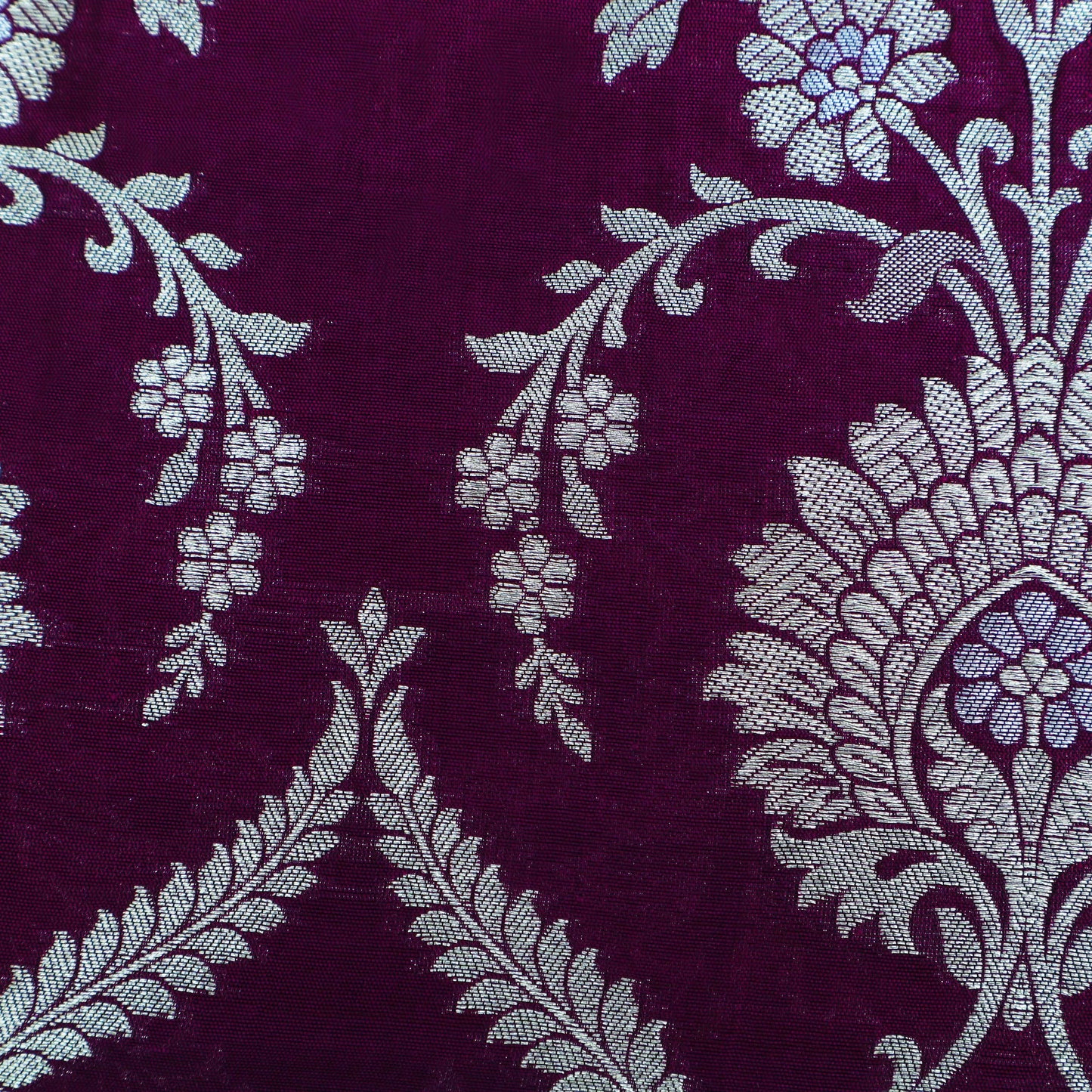 PURPLE Color Chinia Meena Brocade Fabric