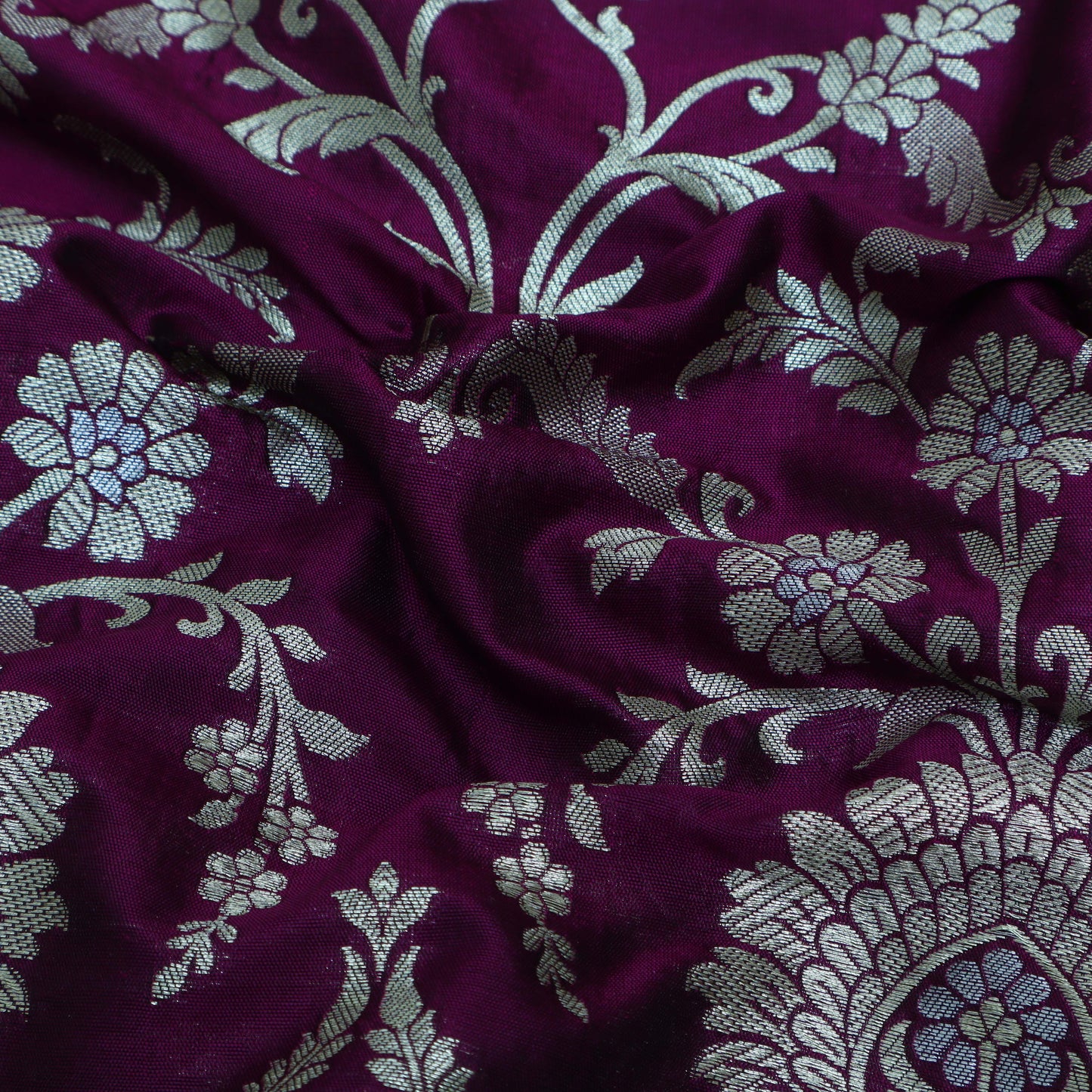 PURPLE Color Chinia Meena Brocade Fabric