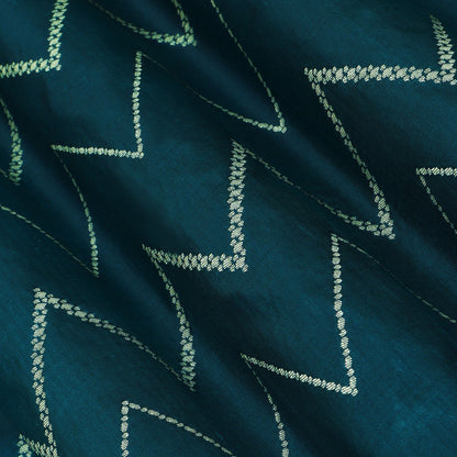 Teal Blue Color Chinia Dupion Silk Brocade Fabric